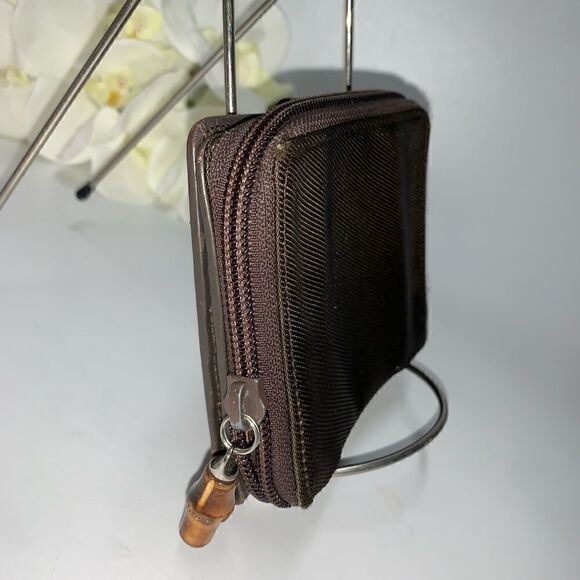 Authentic Gucci Leather/Canvas Bamboo Wallet Brown - Picture 3 of 11